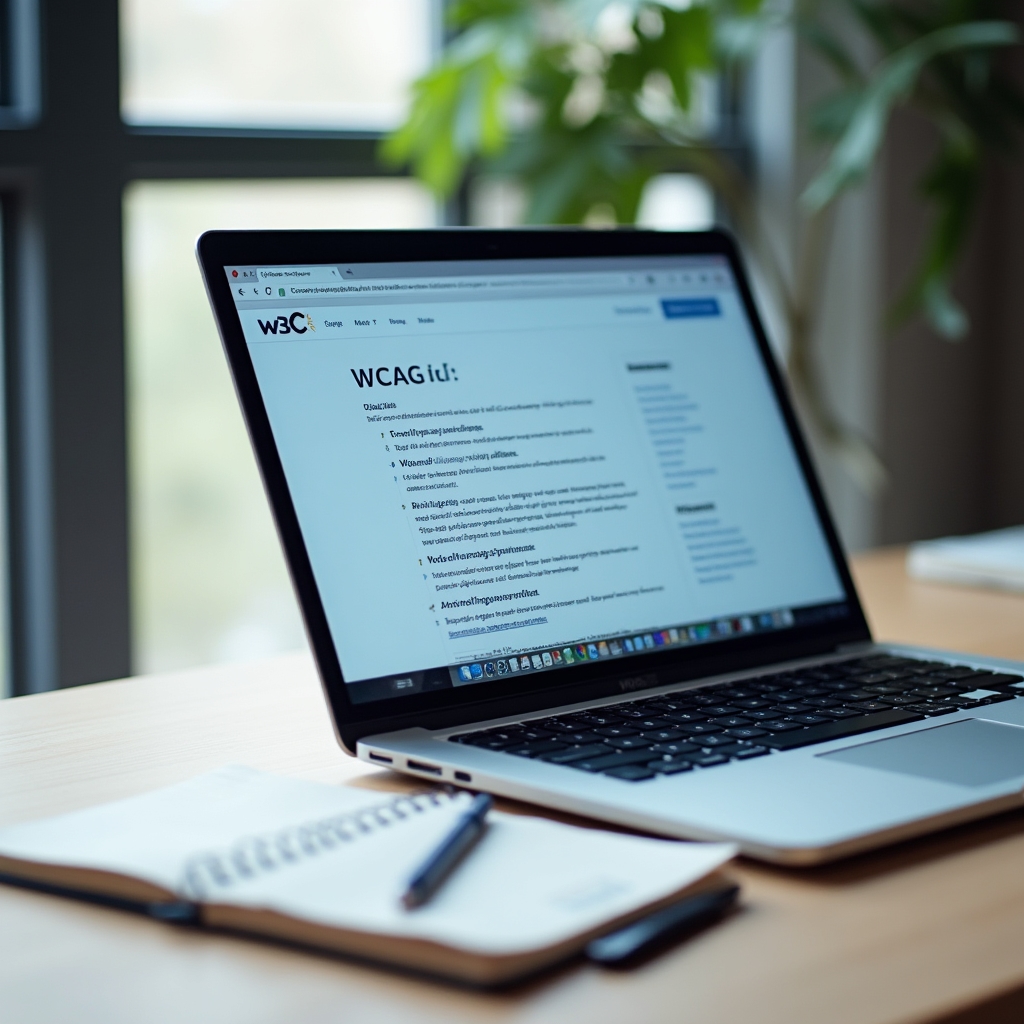 Dokument standardów WCAG na ekranie